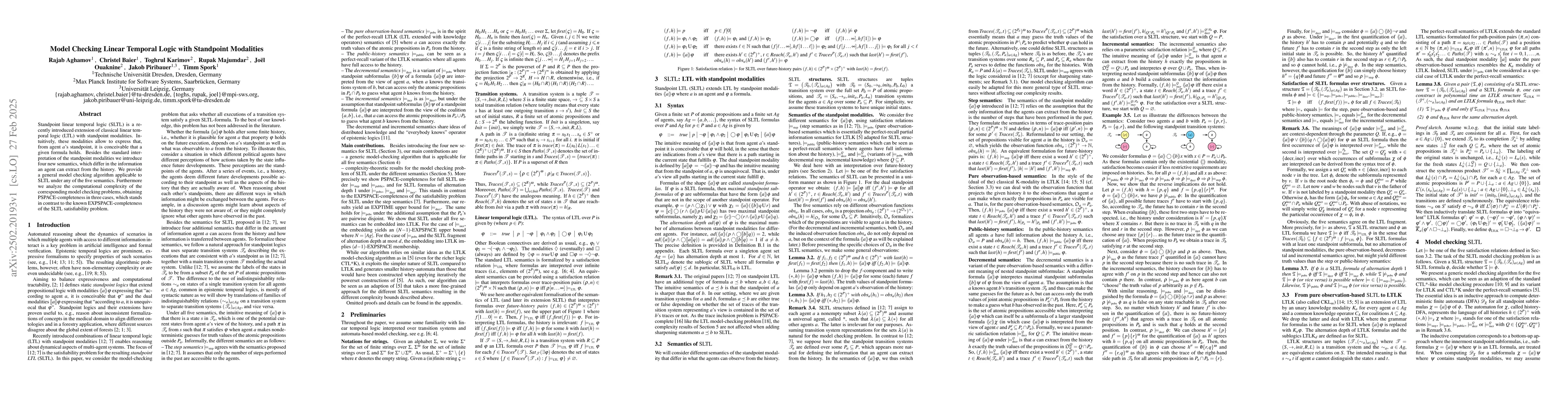 Thumbnail for Model Checking Linear Temporal Logic with Standpoint Modalities