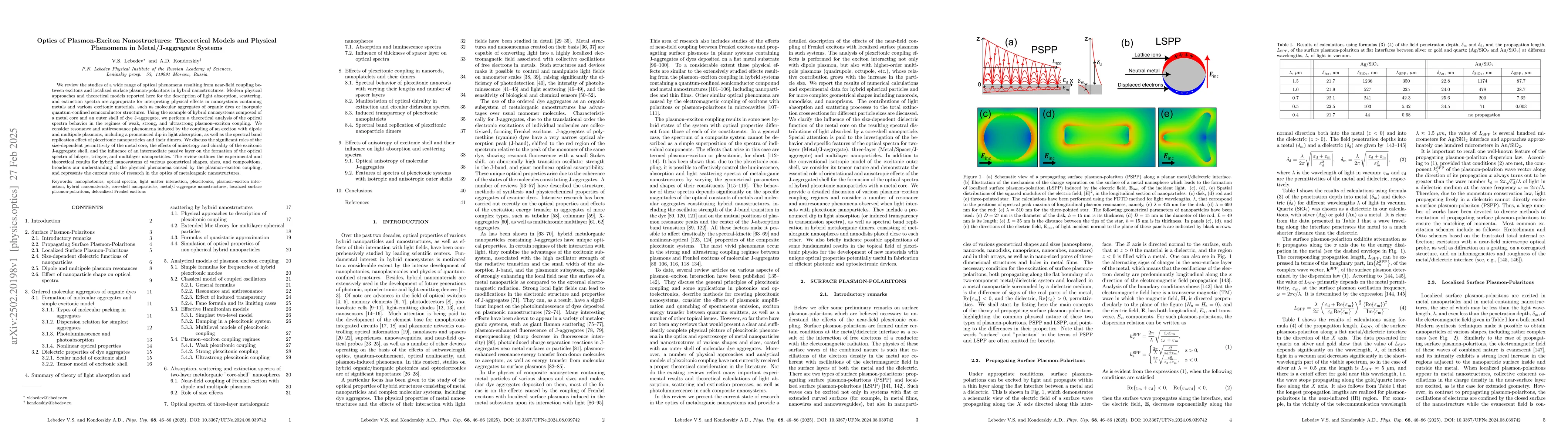 Thumbnail for Optics of Plasmon-Exciton Nanostructures: Theoretical Models and
  Physical Phenomena in Metal/J-aggregate Systems