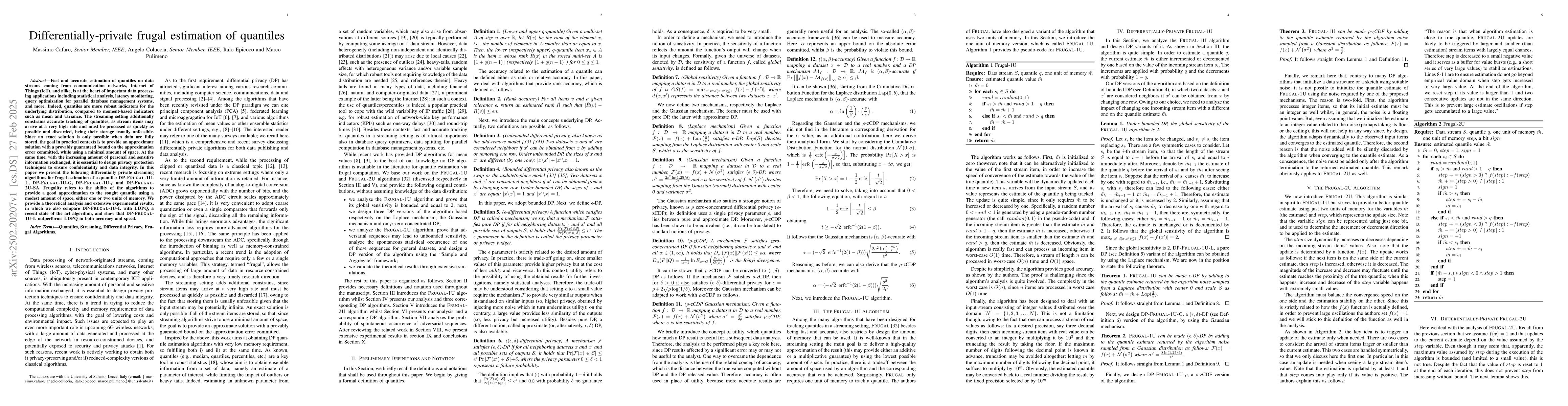 Thumbnail for Differentially-private frugal estimation of quantiles