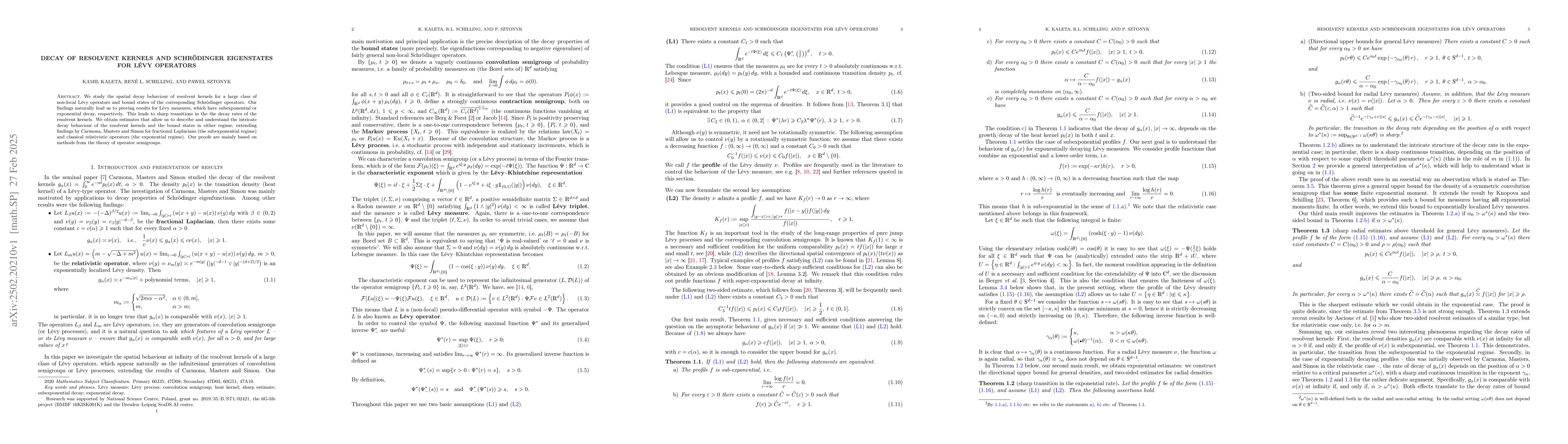 Thumbnail for Decay of resolvent kernels and Schrödinger eigenstates for Lévy
  operators