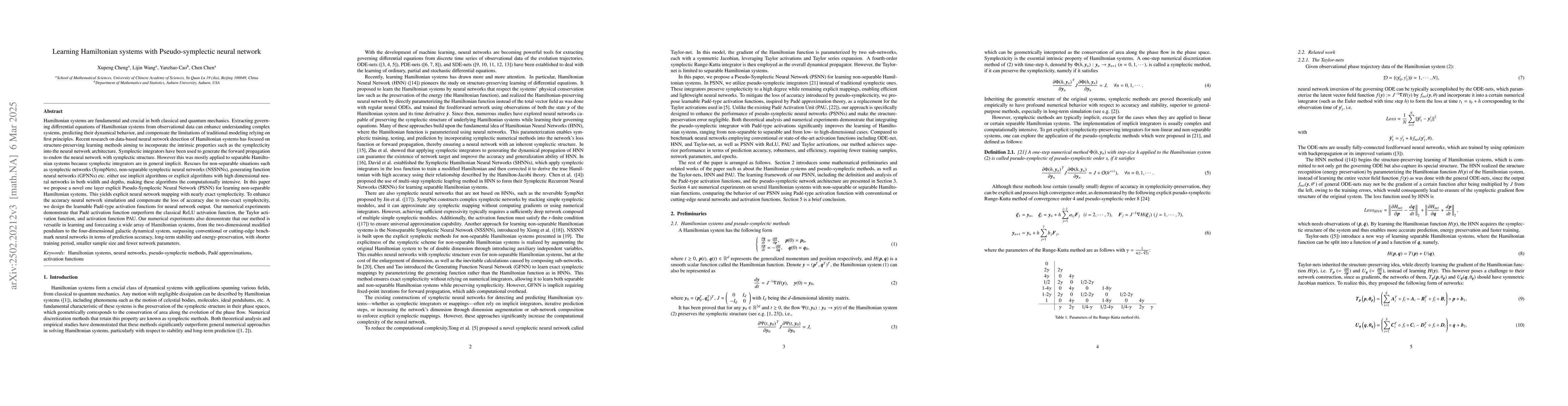 Thumbnail for Learning Hamiltonian Systems with Pseudo-symplectic Neural Network