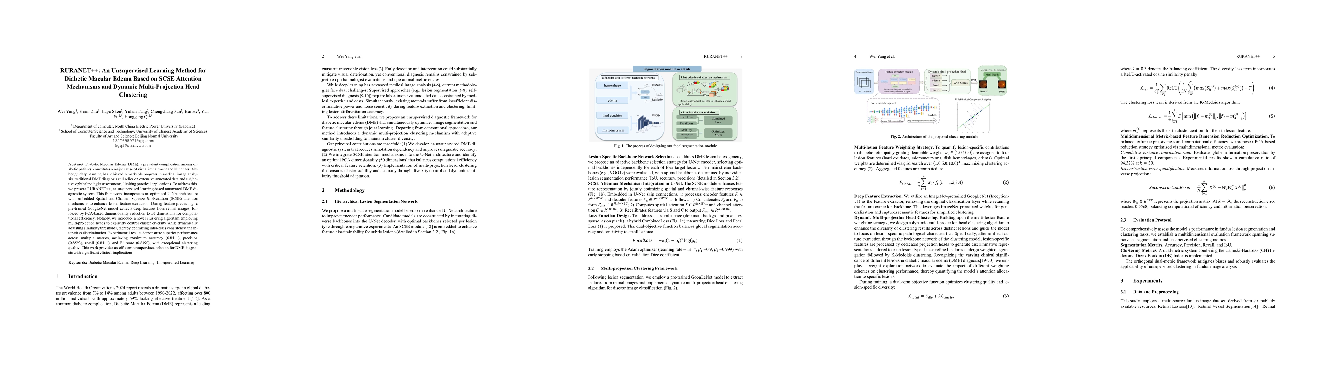Thumbnail for RURANET++: An Unsupervised Learning Method for Diabetic Macular Edema
  Based on SCSE Attention Mechanisms and Dynamic Multi-Projection Head
  Clustering