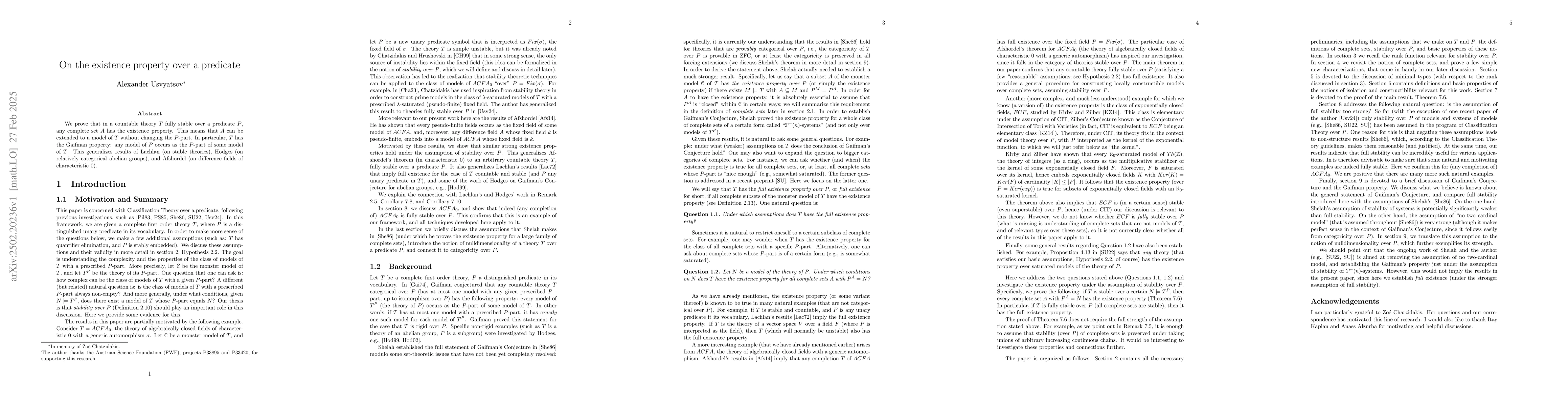 Thumbnail for On the existence property over a predicate