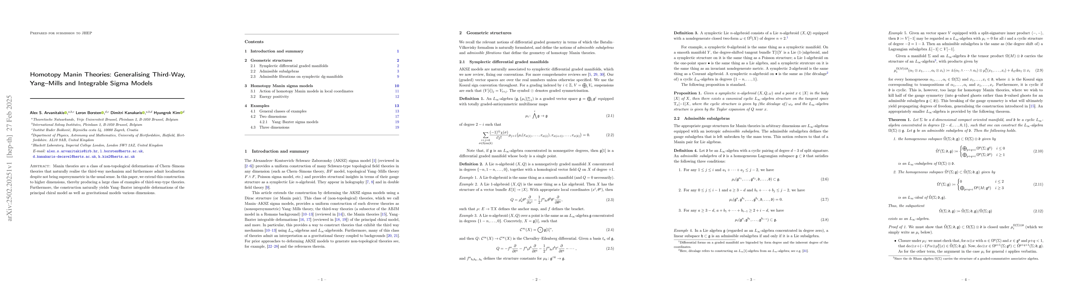 Thumbnail for Homotopy Manin Theories: Generalising Third-Way, Yang-Mills and
  Integrable Sigma Models