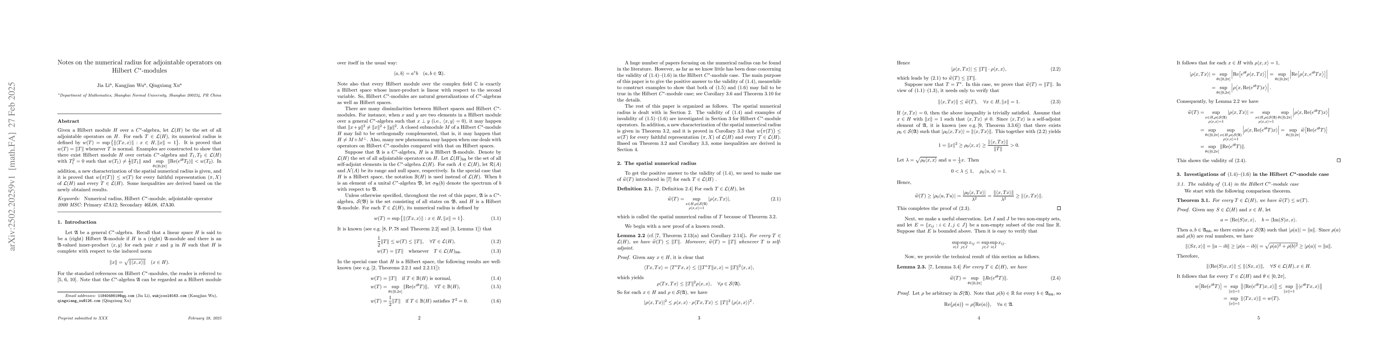 Thumbnail for Notes on the numerical radius for adjointable operators on Hilbert
  $C^*$-modules