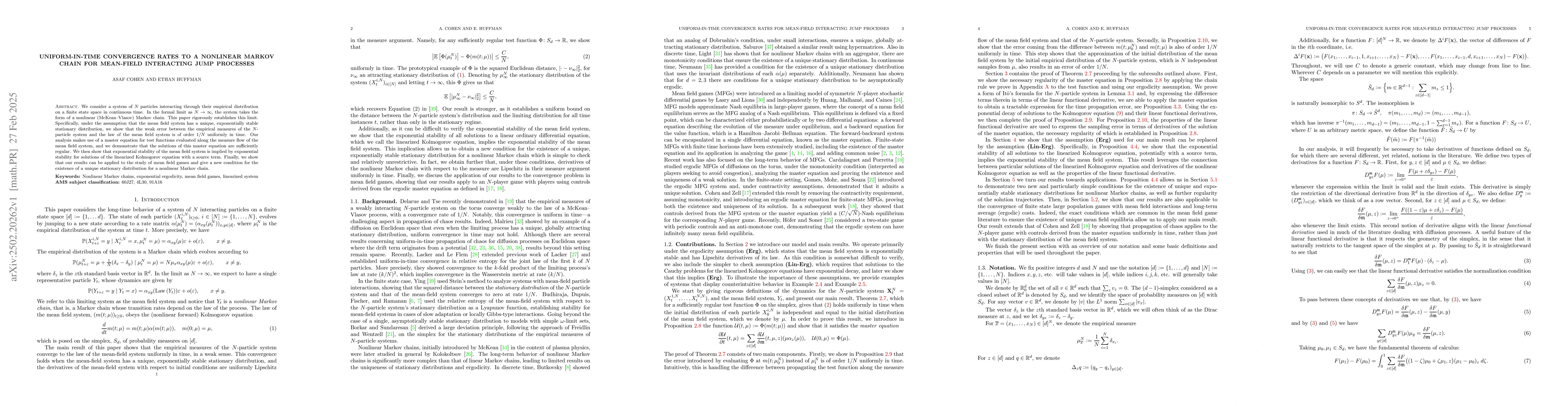 Thumbnail for Uniform-in-Time Convergence Rates to a Nonlinear Markov Chain for
  Mean-Field Interacting Jump Processes