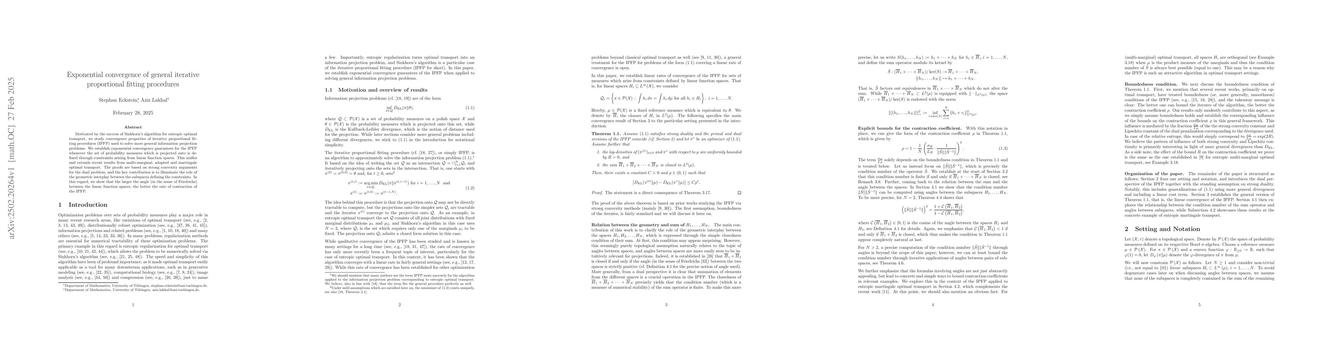 Thumbnail for Exponential convergence of general iterative proportional fitting
  procedures