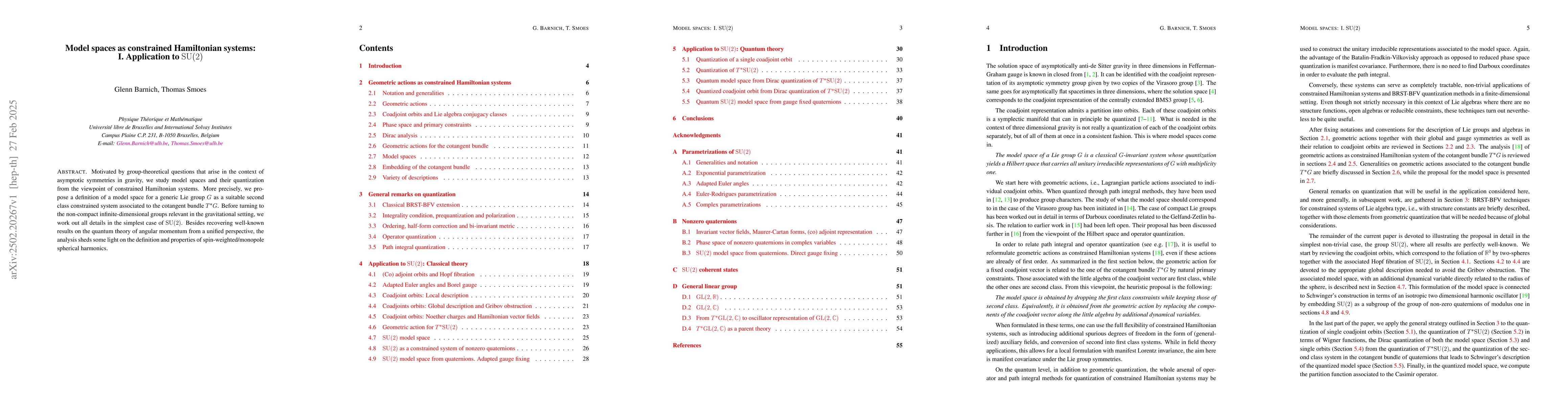 Thumbnail for Model spaces as constrained Hamiltonian systems: I. Application to
  $\mathrm{SU}(2)$