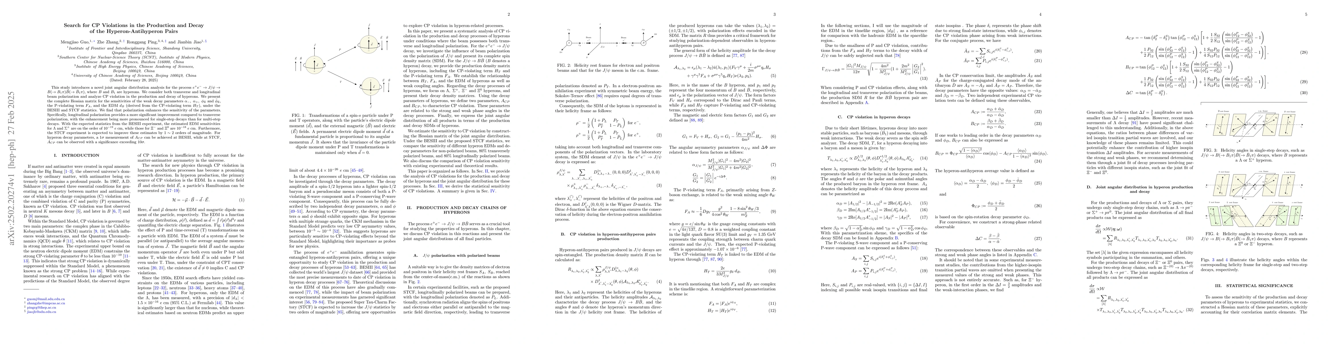 Thumbnail for Search for CP Violations in the Production and Decay of the
  Hyperon-Antihyperon Pairs
