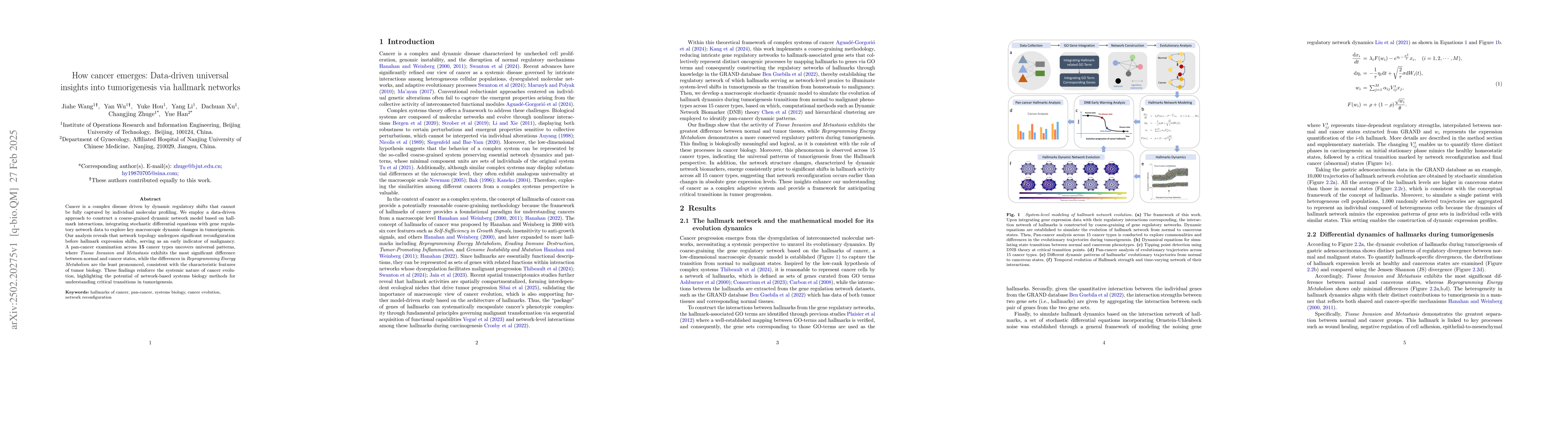Thumbnail for How cancer emerges: Data-driven universal insights into tumorigenesis
  via hallmark networks