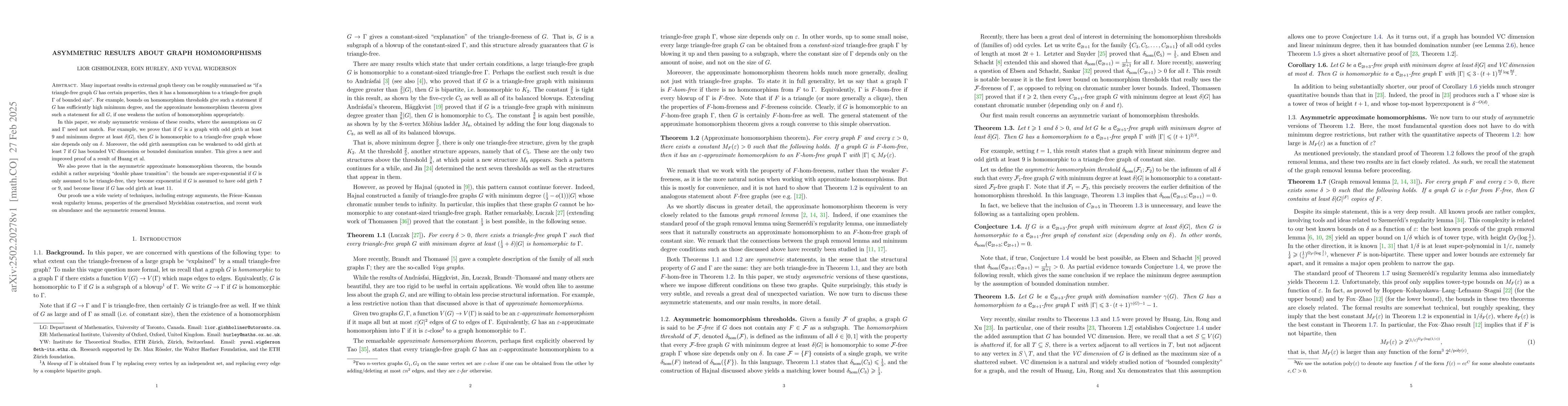 Thumbnail for Asymmetric results about graph homomorphisms