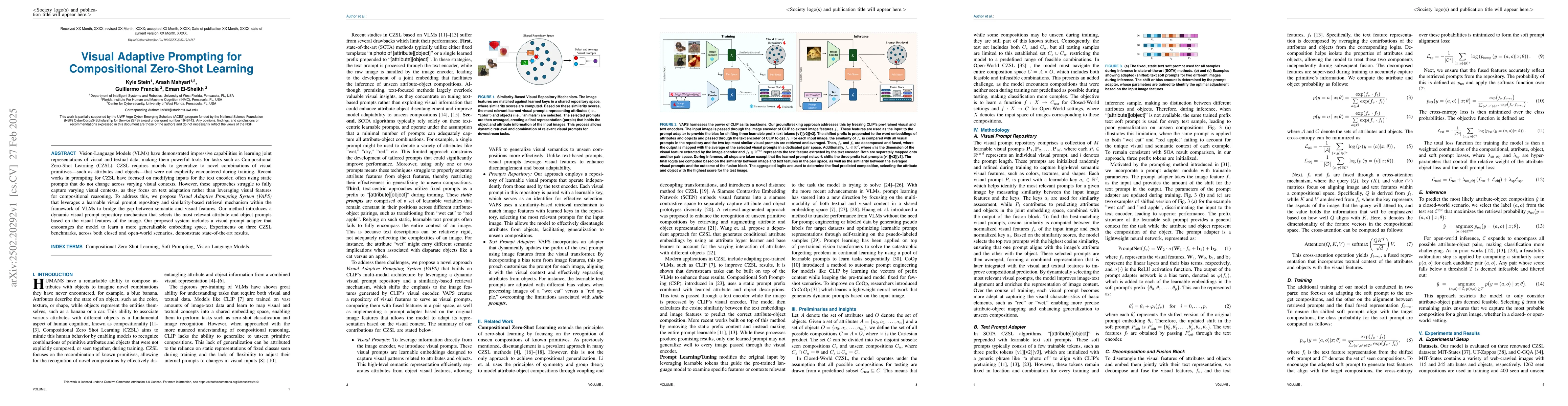 Thumbnail for Visual Adaptive Prompting for Compositional Zero-Shot Learning
