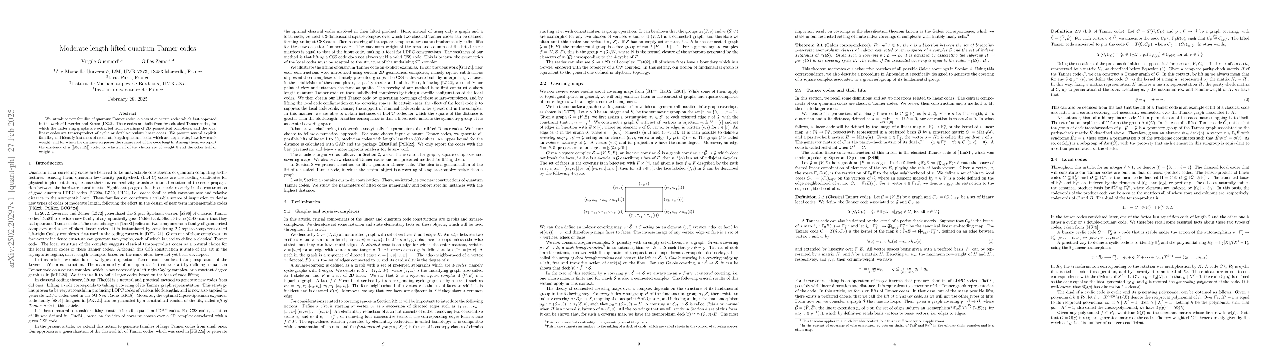 Thumbnail for Moderate-length lifted quantum Tanner codes
