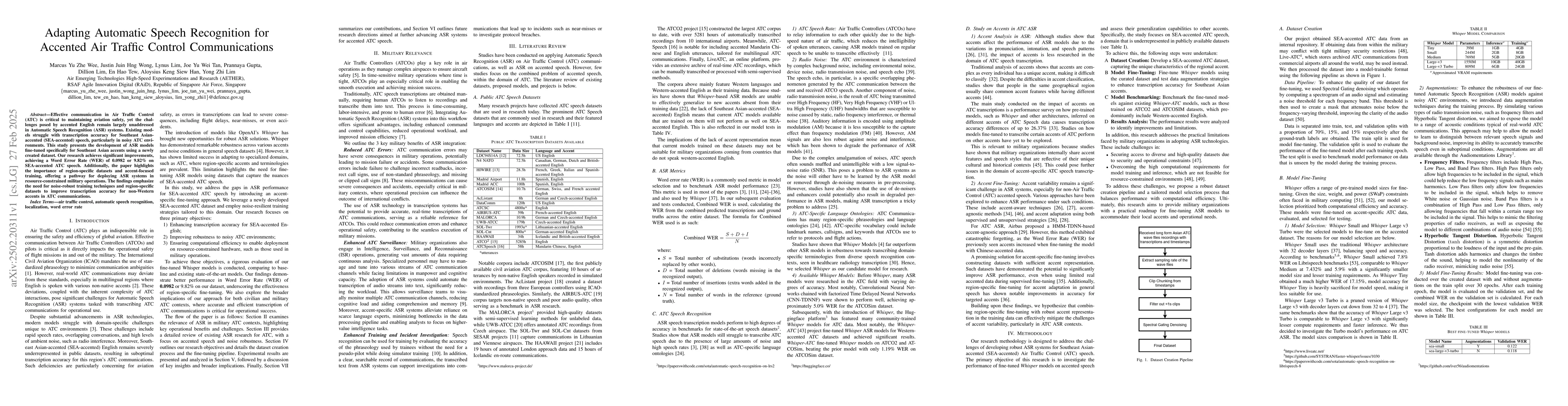 Thumbnail for Adapting Automatic Speech Recognition for Accented Air Traffic Control
  Communications