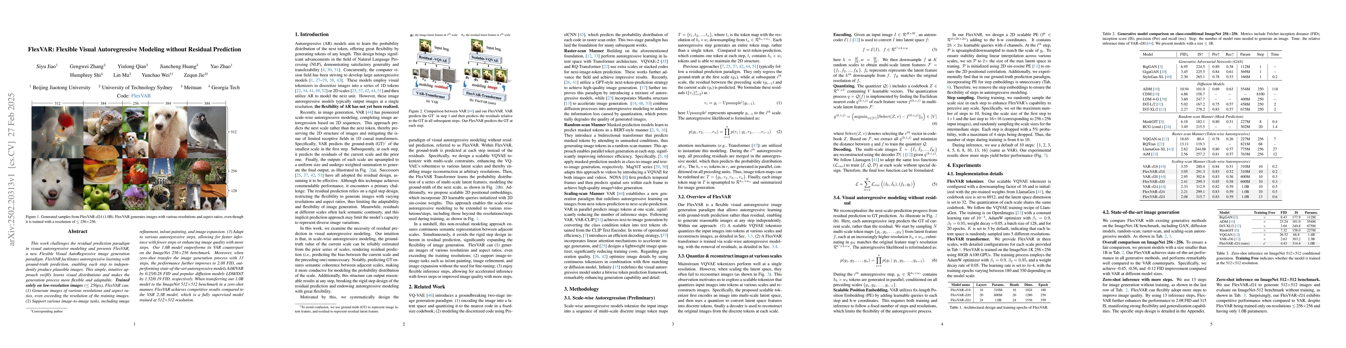 Thumbnail for FlexVAR: Flexible Visual Autoregressive Modeling without Residual
  Prediction