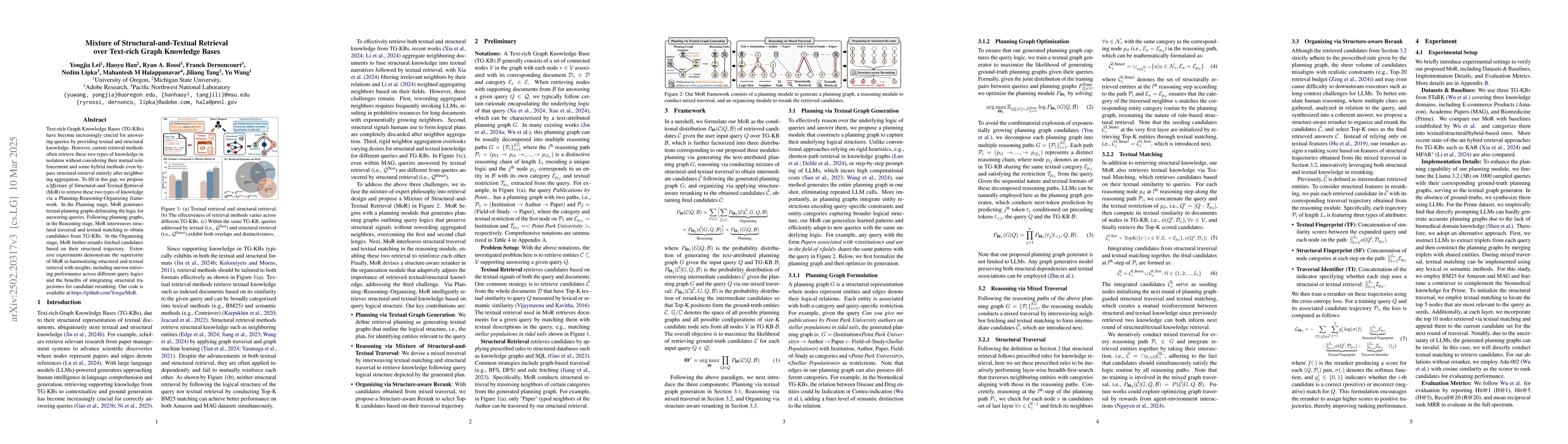 Thumbnail for Mixture of Structural-and-Textual Retrieval over Text-rich Graph
  Knowledge Bases