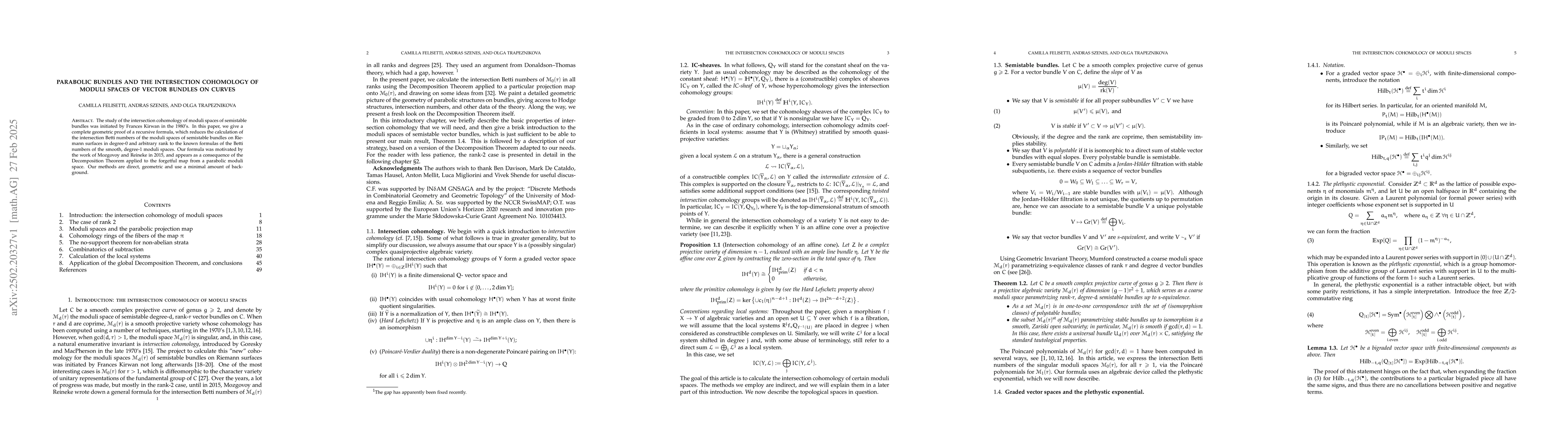 Thumbnail for Parabolic bundles and the intersection cohomology of moduli spaces of
  vector bundles on curves