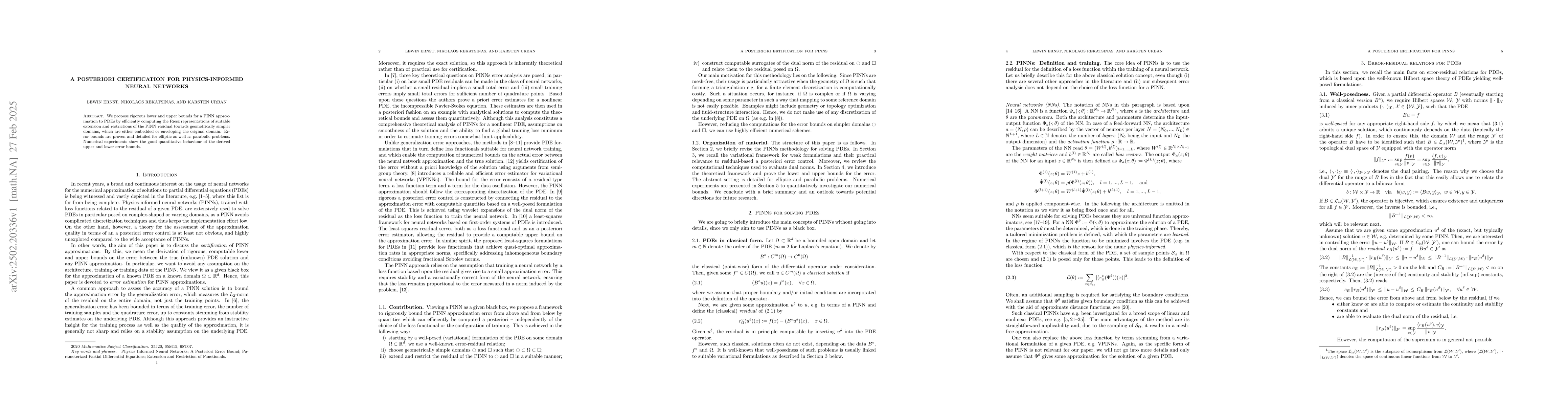Thumbnail for A posteriori certification for physics-informed neural networks