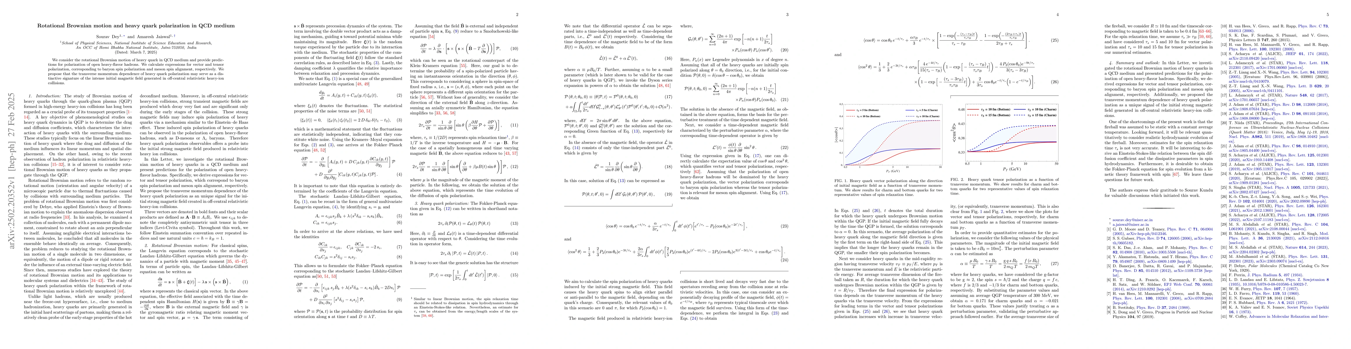 Thumbnail for Rotational Brownian motion and heavy quark polarization in QCD medium