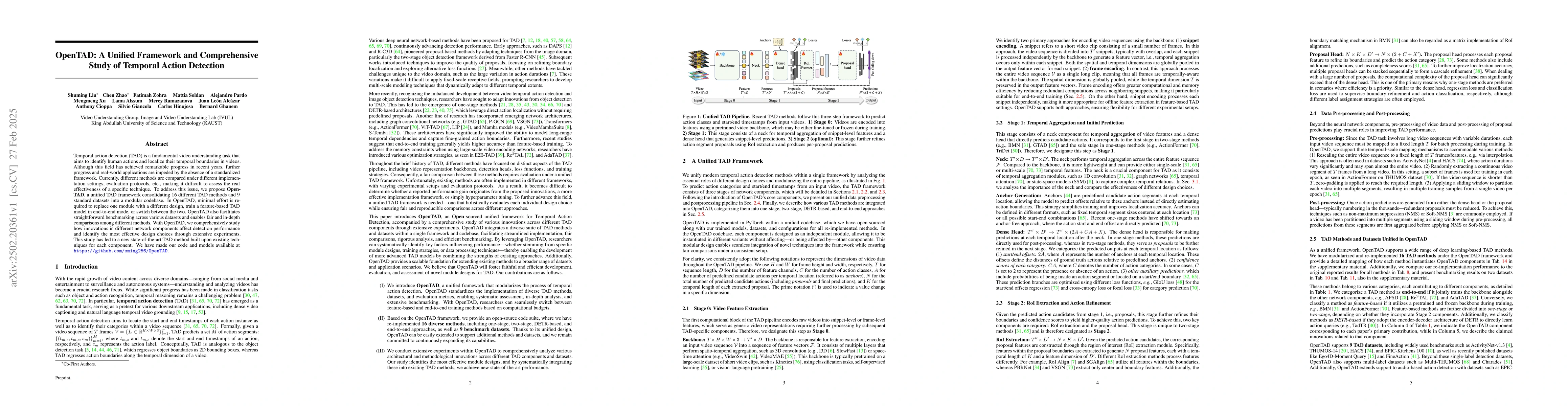 Thumbnail for OpenTAD: A Unified Framework and Comprehensive Study of Temporal Action
  Detection