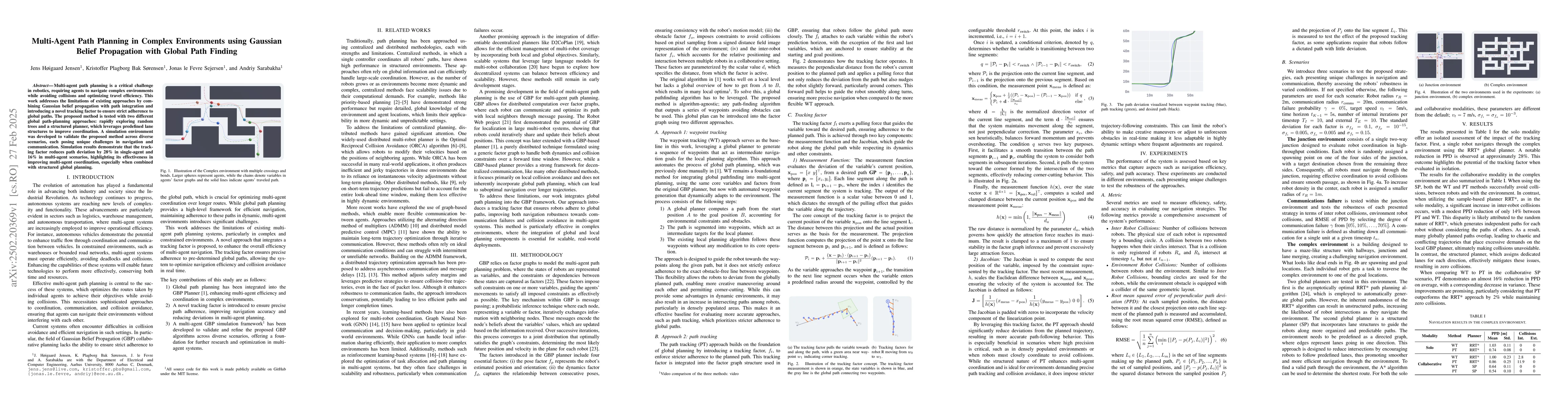 Thumbnail for Multi-Agent Path Planning in Complex Environments using Gaussian Belief
  Propagation with Global Path Finding