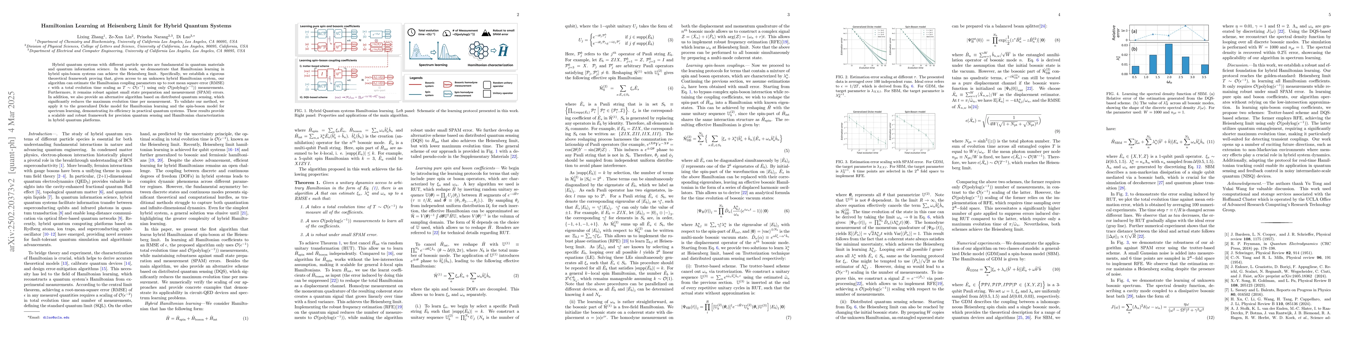 Thumbnail for Hamiltonian Learning at Heisenberg Limit for Hybrid Quantum Systems