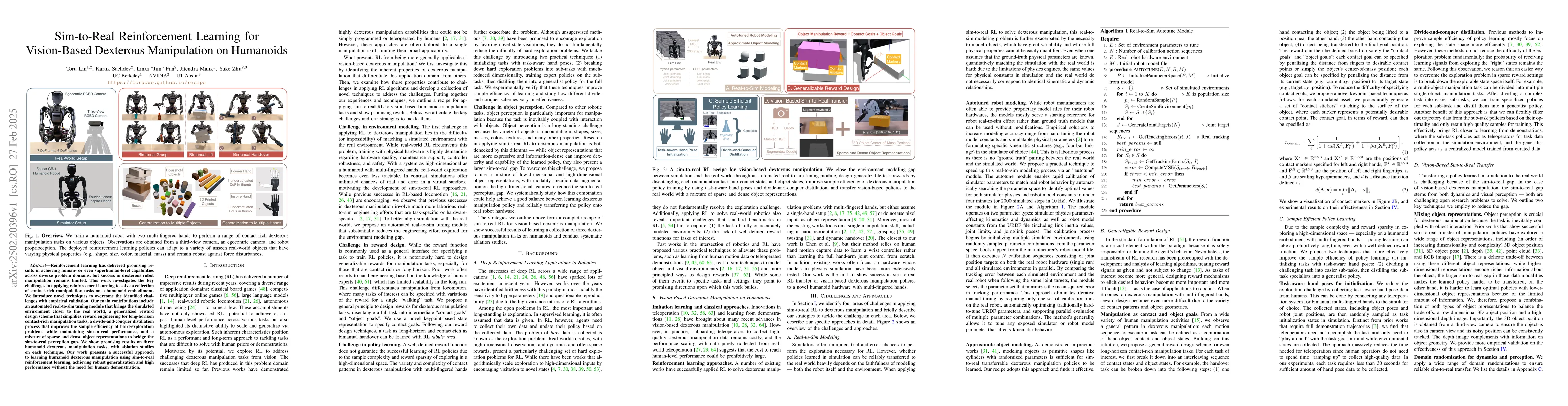 Thumbnail for Sim-to-Real Reinforcement Learning for Vision-Based Dexterous
  Manipulation on Humanoids