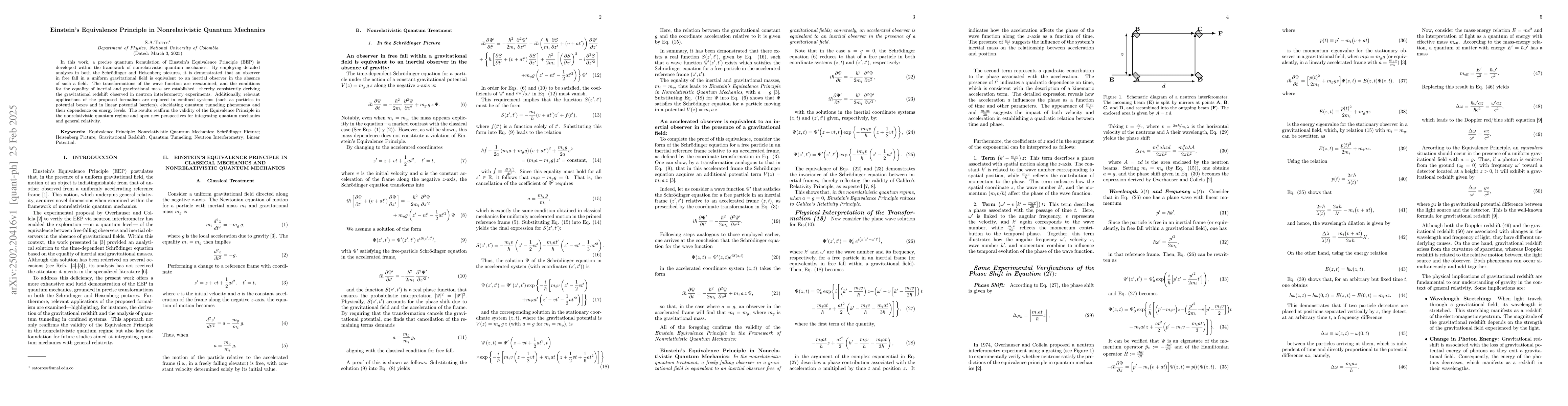 Thumbnail for Einstein's Equivalence Principle in Nonrelativistic Quantum Mechanics