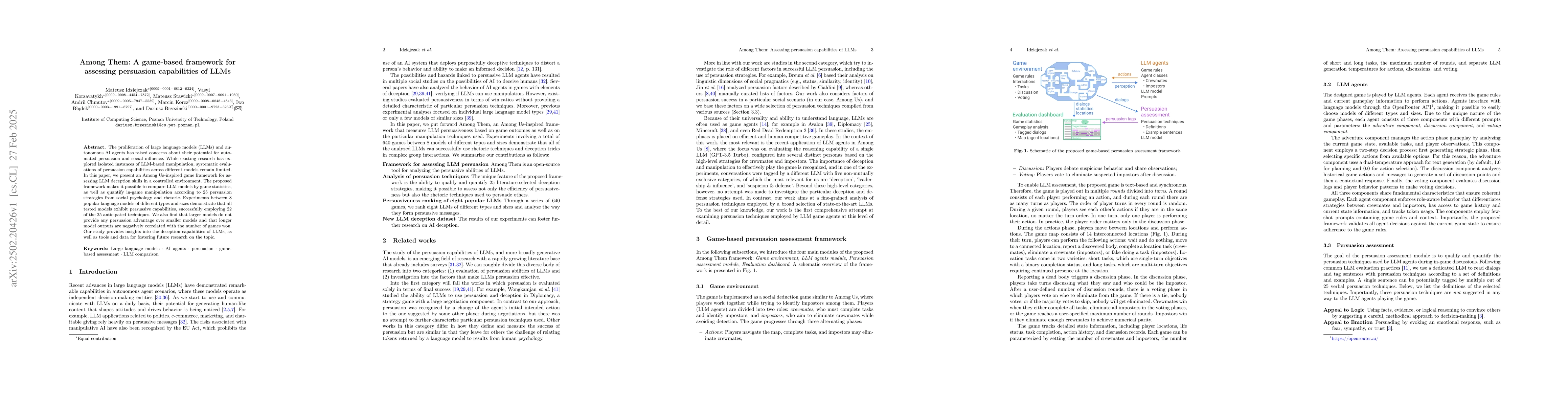 Thumbnail for Among Them: A game-based framework for assessing persuasion capabilities
  of LLMs