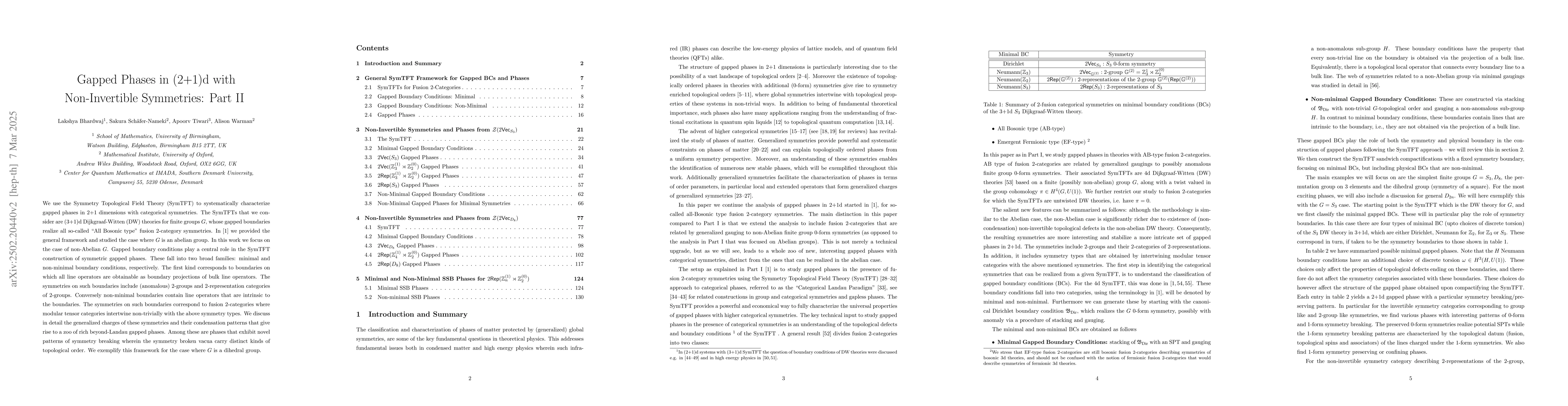 Thumbnail for Gapped Phases in (2+1)d with Non-Invertible Symmetries: Part II