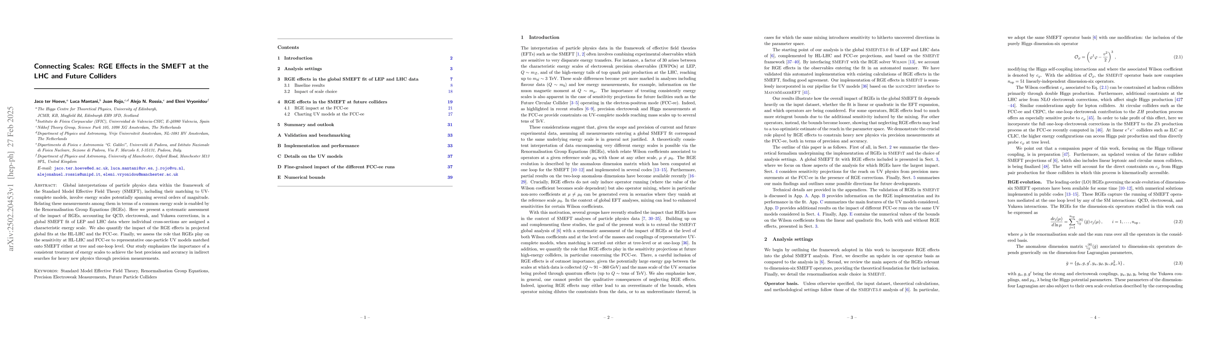 Thumbnail for Connecting Scales: RGE Effects in the SMEFT at the LHC and Future
  Colliders