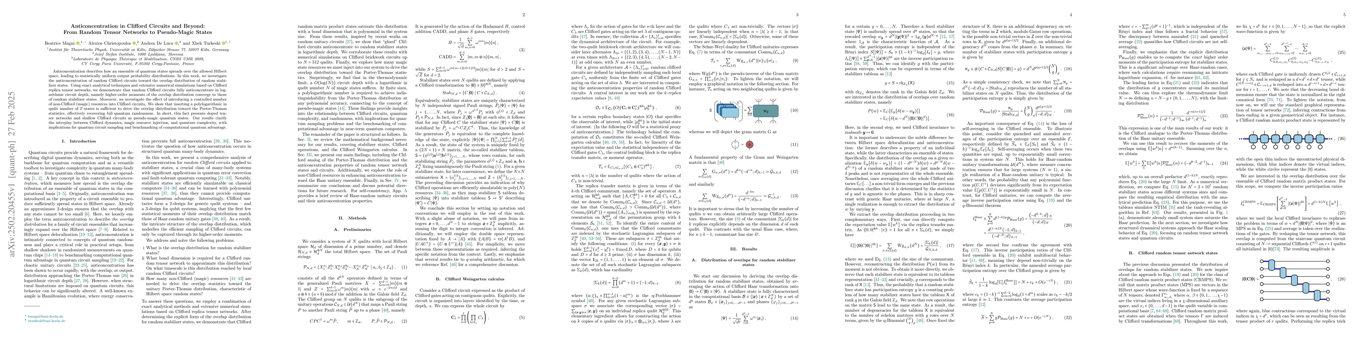 Thumbnail for Anticoncentration in Clifford Circuits and Beyond: From Random Tensor
  Networks to Pseudo-Magic States