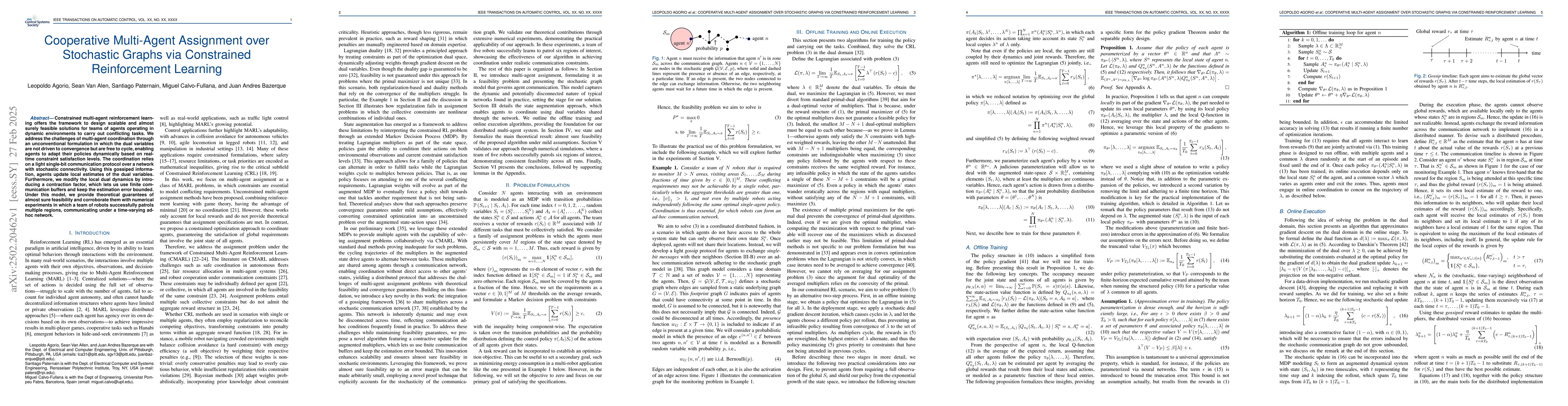 Thumbnail for Cooperative Multi-Agent Assignment over Stochastic Graphs via
  Constrained Reinforcement Learning