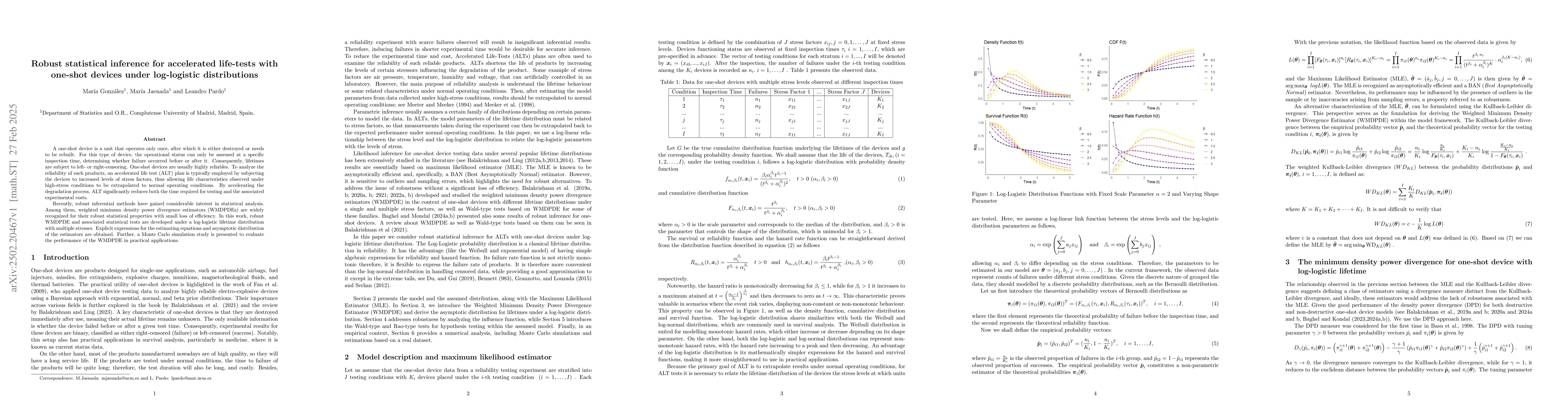 Thumbnail for Robust statistical inference for accelerated life-tests with one-shot
  devices under log-logistic distributions