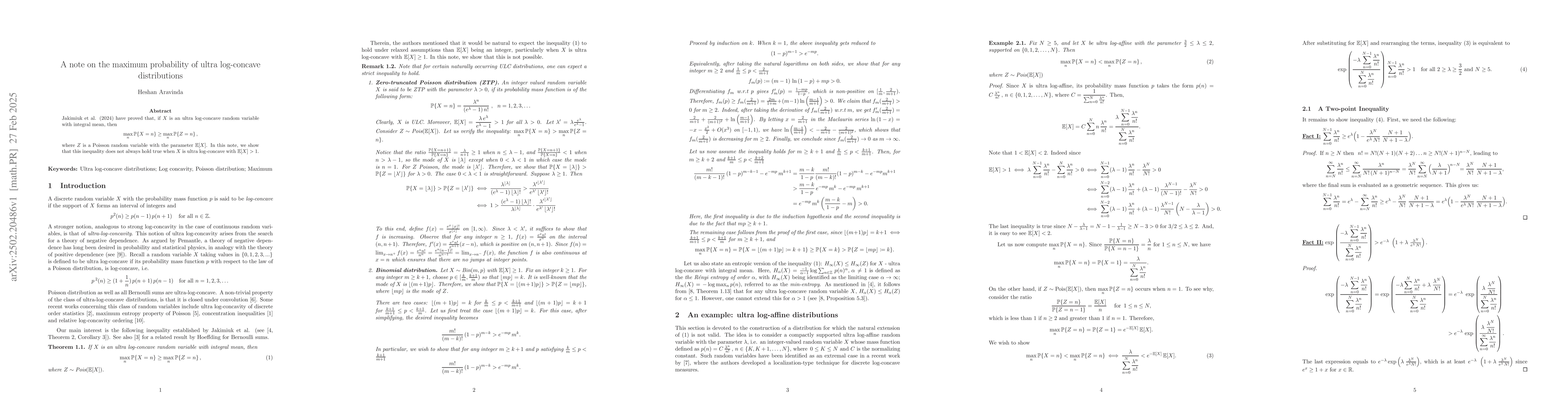 Thumbnail for A note on the maximum probability of ultra log-concave distributions