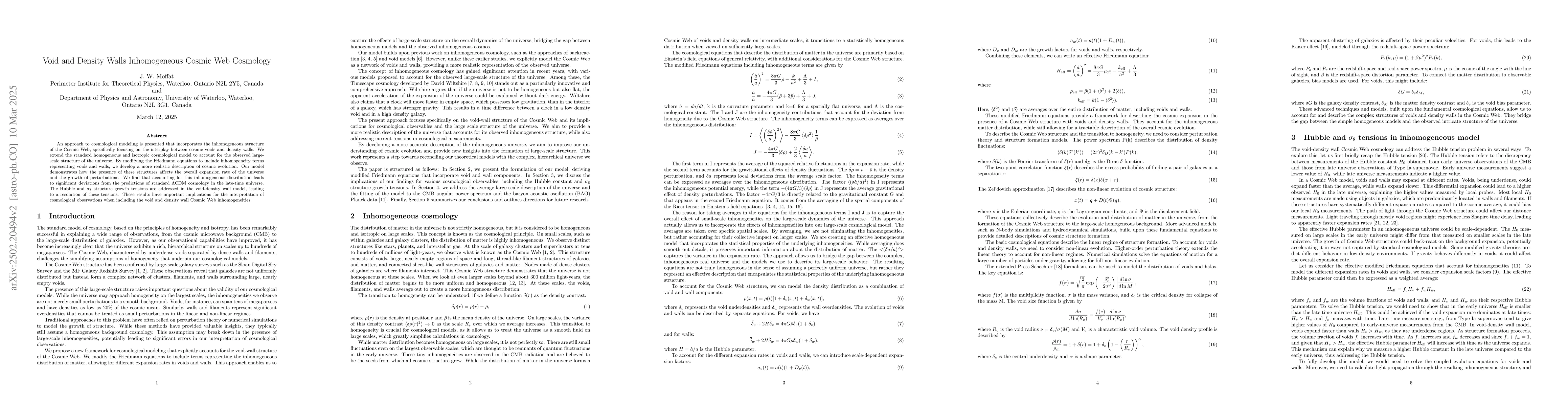 Thumbnail for Void and Density Walls Inhomogeneous Cosmic Web Cosmology