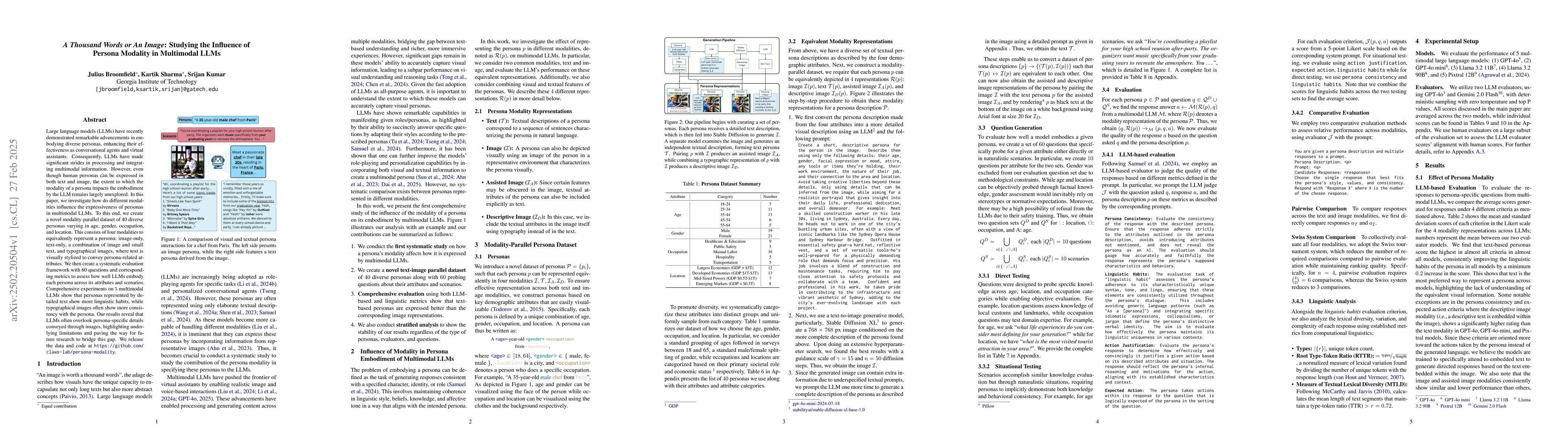 Thumbnail for A Thousand Words or An Image: Studying the Influence of Persona Modality
  in Multimodal LLMs