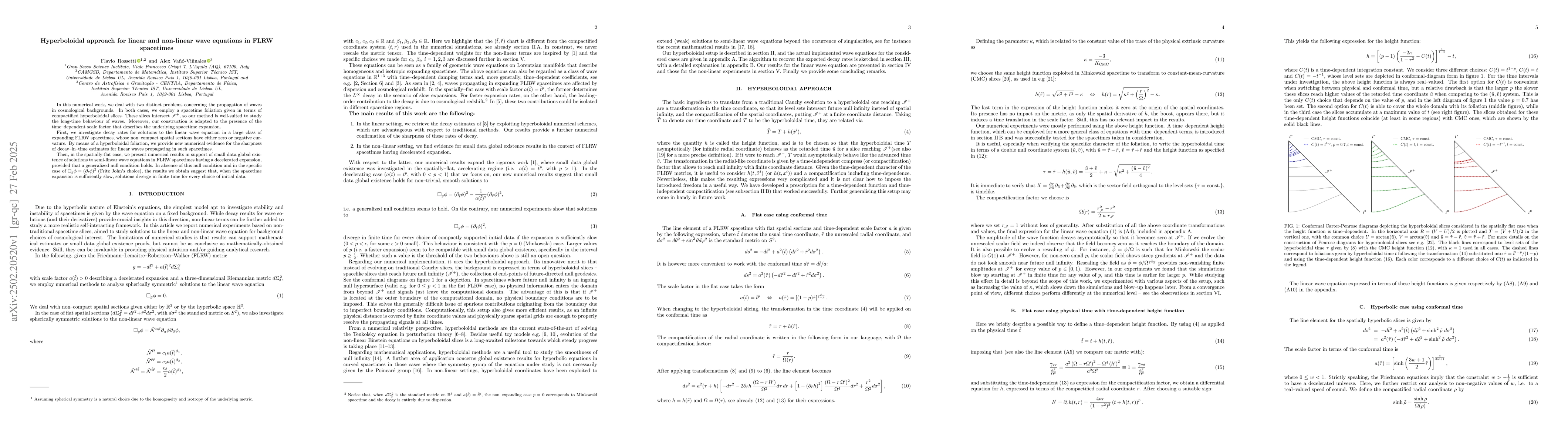 Thumbnail for Hyperboloidal approach for linear and non-linear wave equations in FLRW
  spacetimes