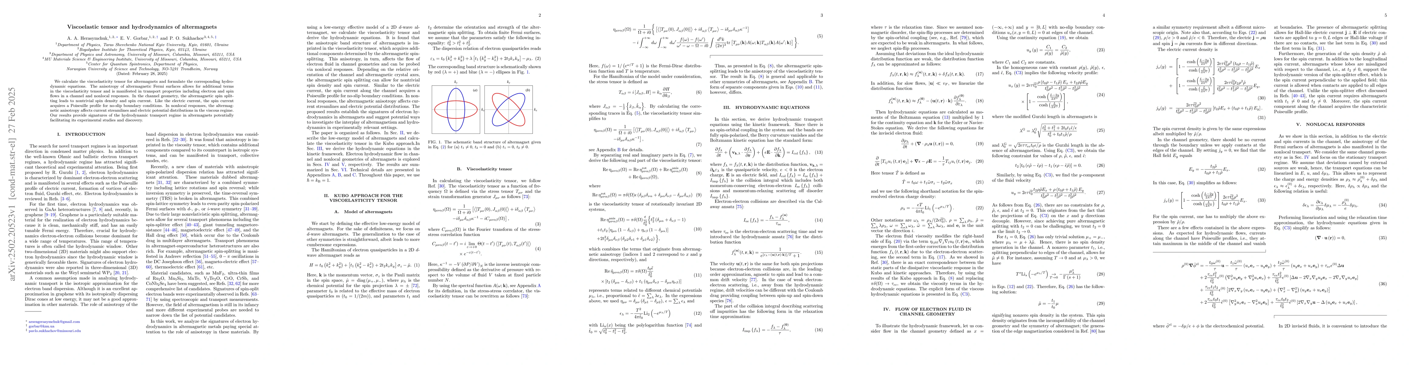 Thumbnail for Viscoelastic tensor and hydrodynamics of altermagnets