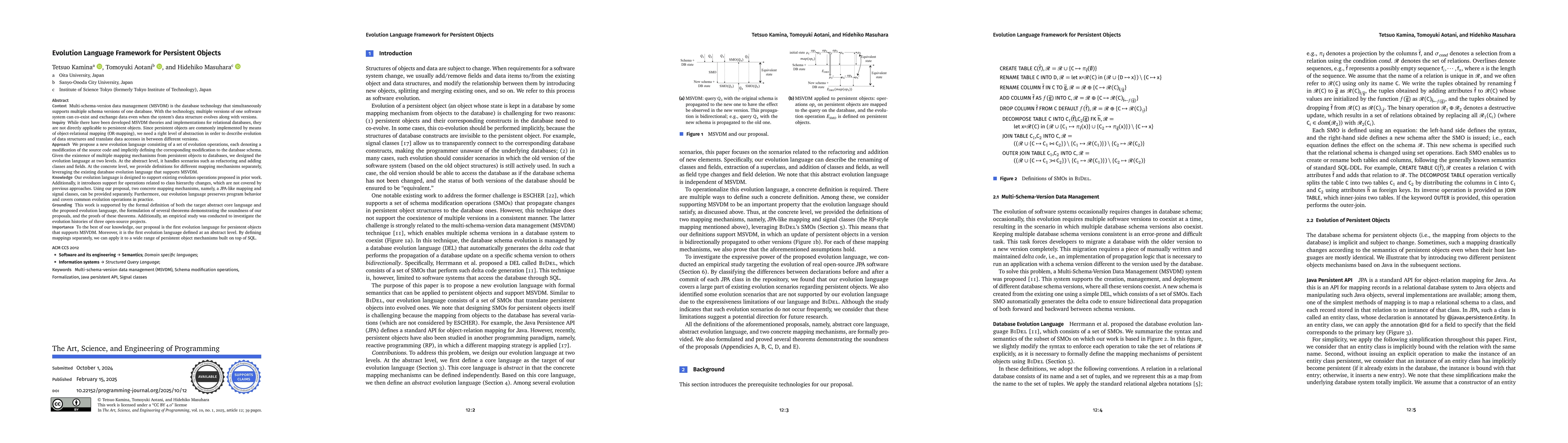 Thumbnail for Evolution Language Framework for Persistent Objects