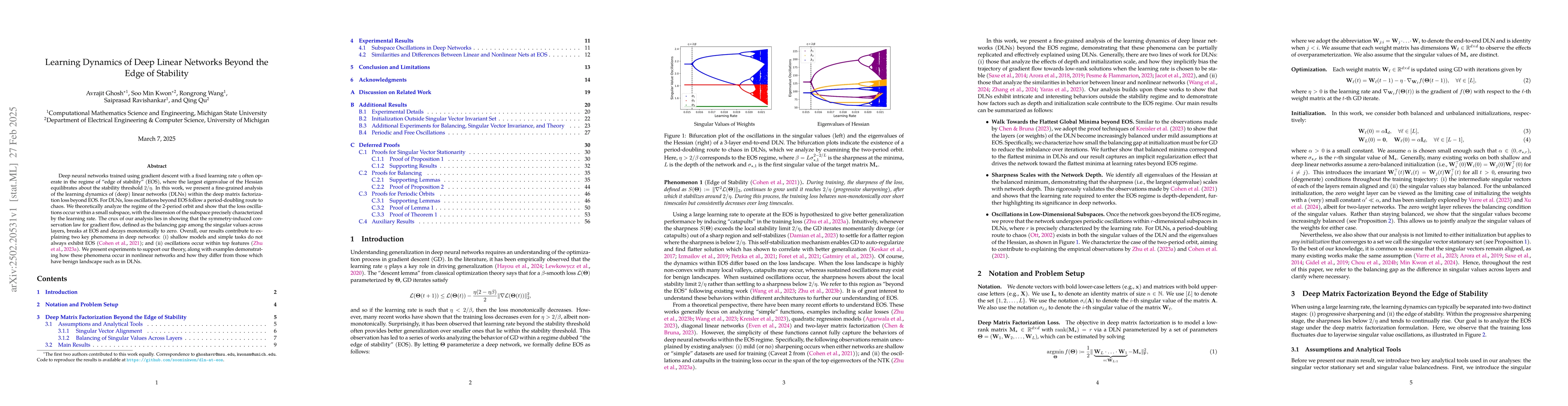 Thumbnail for Learning Dynamics of Deep Linear Networks Beyond the Edge of Stability