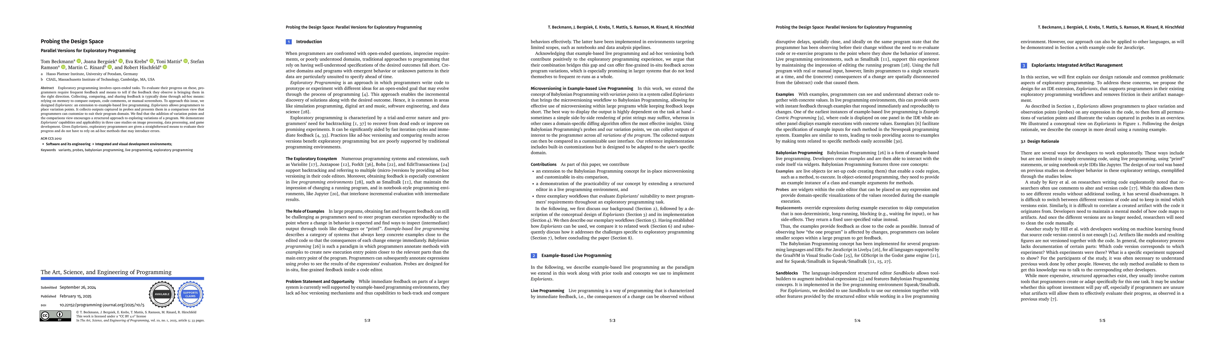 Thumbnail for Probing the Design Space: Parallel Versions for Exploratory Programming