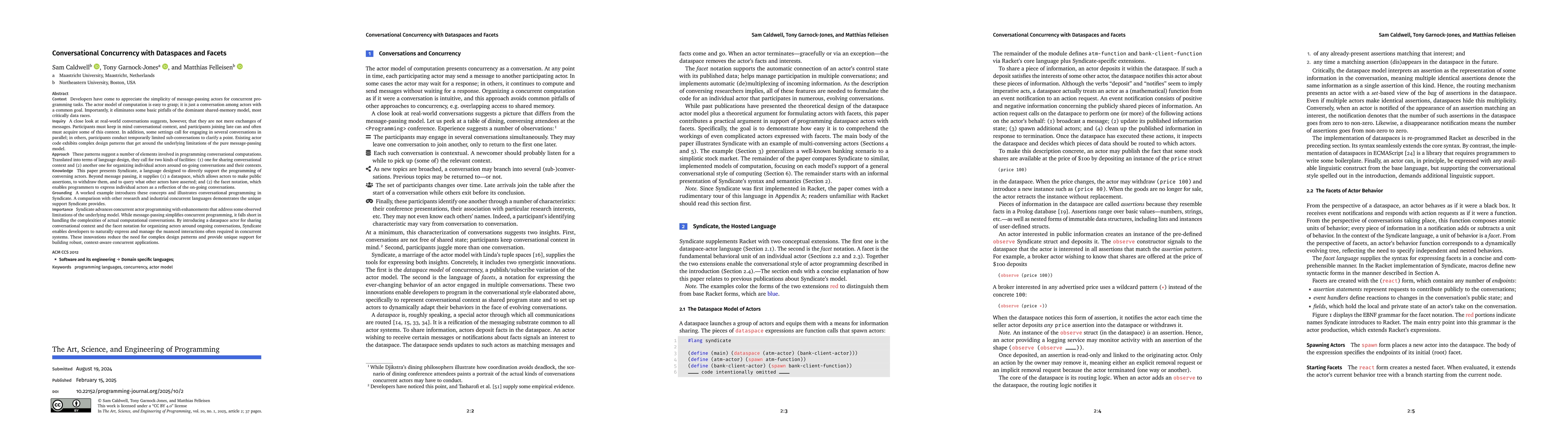Thumbnail for Conversational Concurrency with Dataspaces and Facets