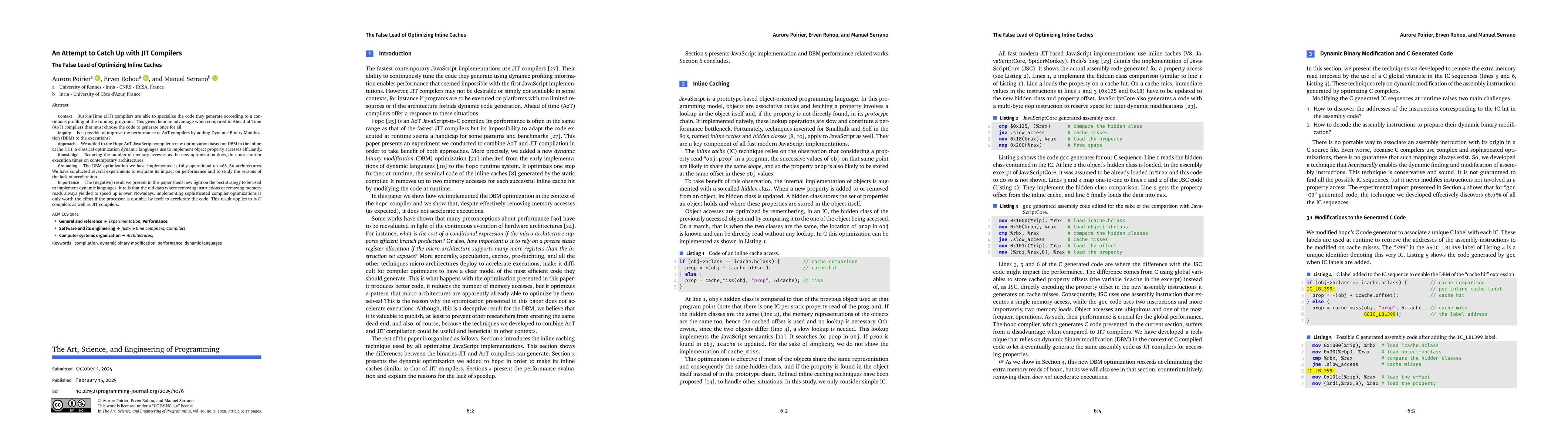 Thumbnail for An Attempt to Catch Up with JIT Compilers: The False Lead of Optimizing
  Inline Caches