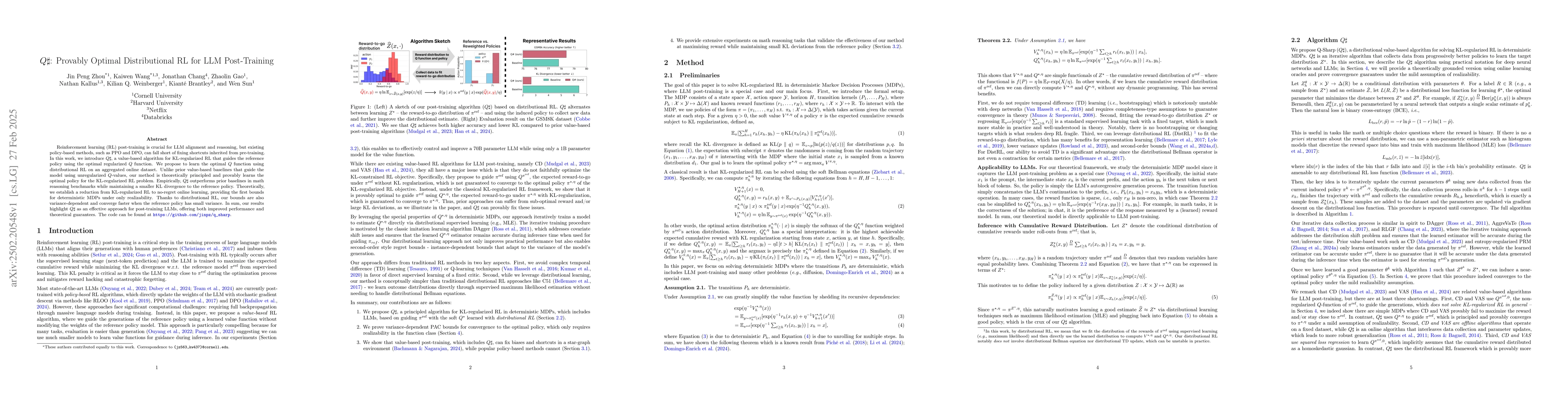 Thumbnail for $Q\sharp$: Provably Optimal Distributional RL for LLM Post-Training