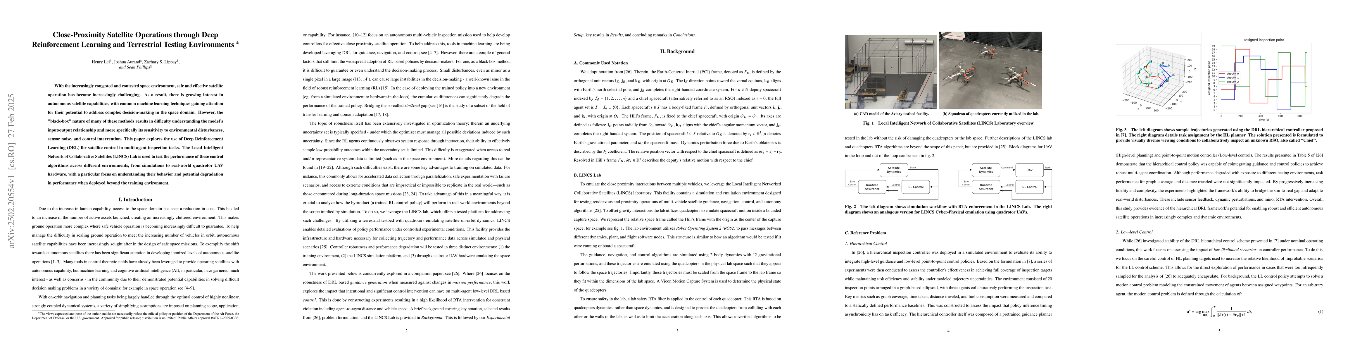 Thumbnail for Close-Proximity Satellite Operations through Deep Reinforcement Learning
  and Terrestrial Testing Environments