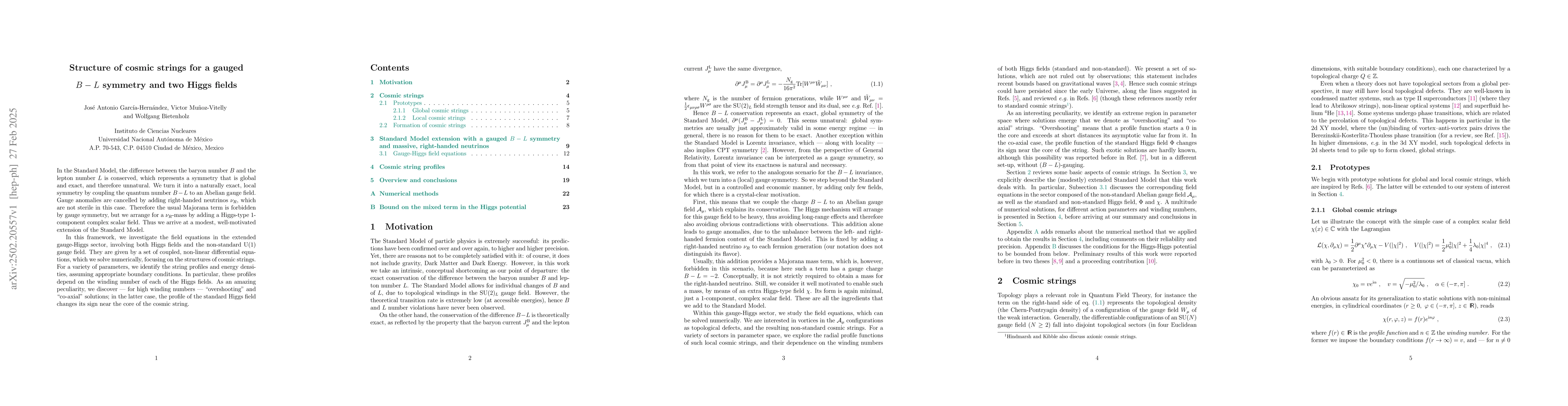 Thumbnail for Structure of cosmic strings for a gauged B-L symmetry and two Higgs
  fields