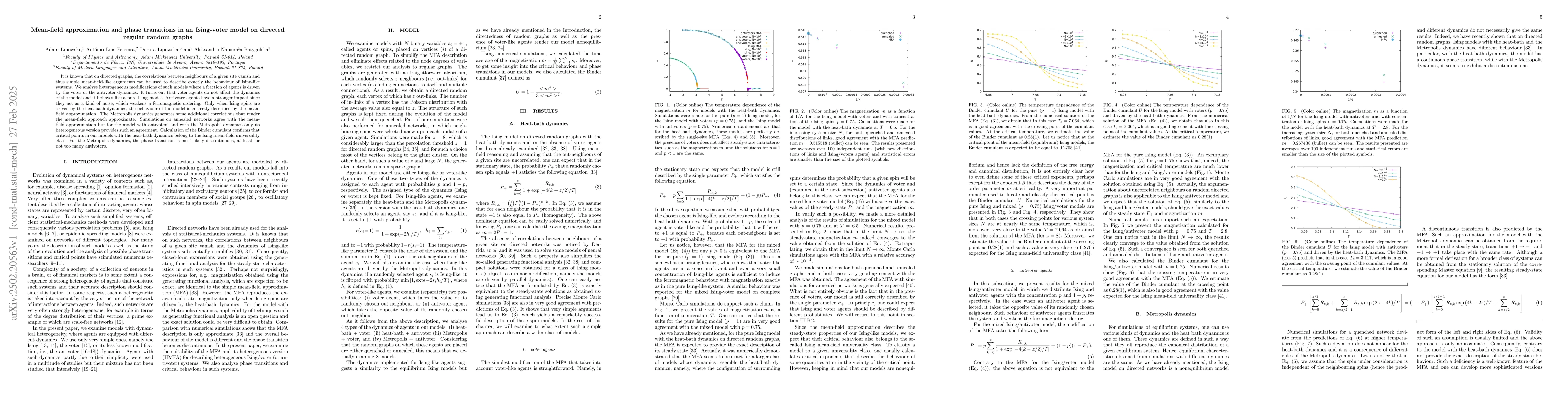 Thumbnail for Mean-field approximation and phase transitions in an Ising-voter model
  on directed regular random graphs