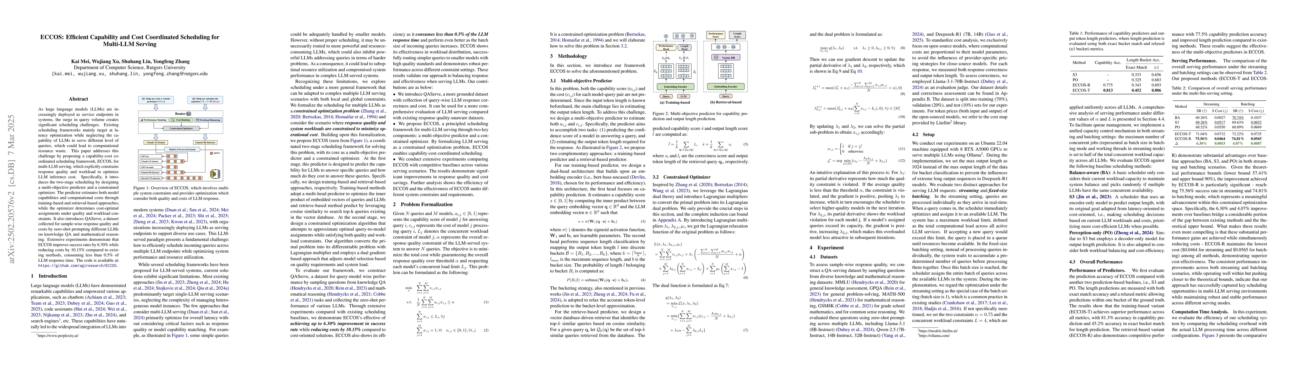 Thumbnail for ECCOS: Efficient Capability and Cost Coordinated Scheduling for
  Multi-LLM Serving
