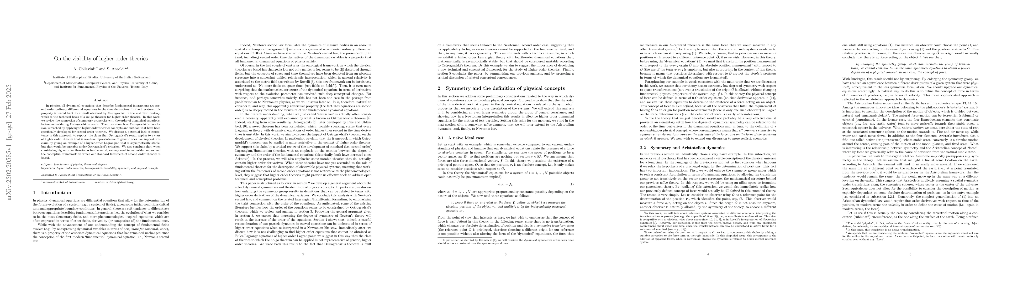 Thumbnail for On the viability of higher order theories